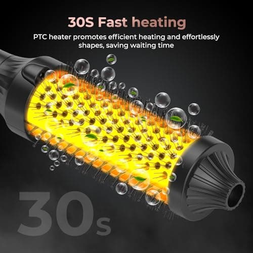 Tourmaline Ionic Ceramic Hair Curling Brush, Fast Heating for Salon-Quality Curls at Home