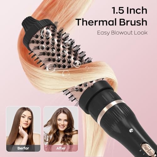 Javelove 3-in-1 Curling Iron Set with Thermal Brush & Ceramic Wands