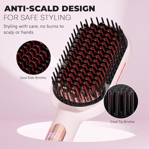 LANVIER Ionic Infrared Hair Straightener Brush, 32 Temps, All Hair Types