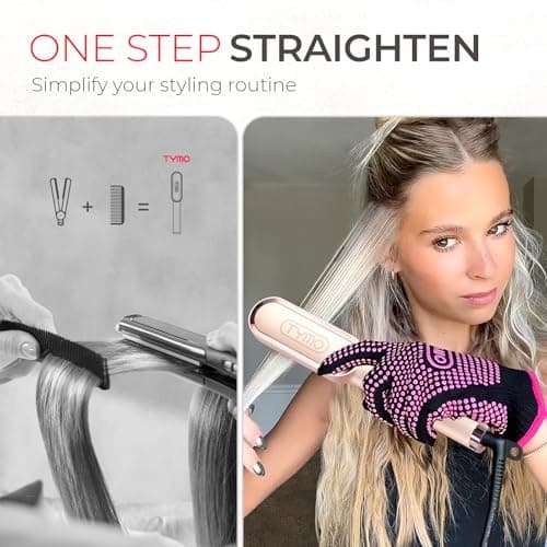 TYMO Ring Plus Ionic Hair Straightener Brush, Gold Blush