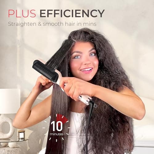 TYMO Ring Plus Ionic Hair Straightener Brush, Gold Blush