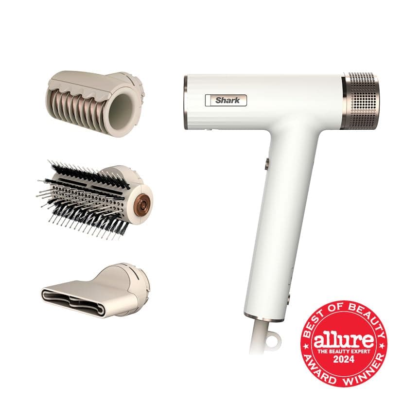 SpeedStyle Shark Hair Dryer | No Heat Damage Styling | 3 Tools Included | Portable & Powerful | Best for Straight & Wavy