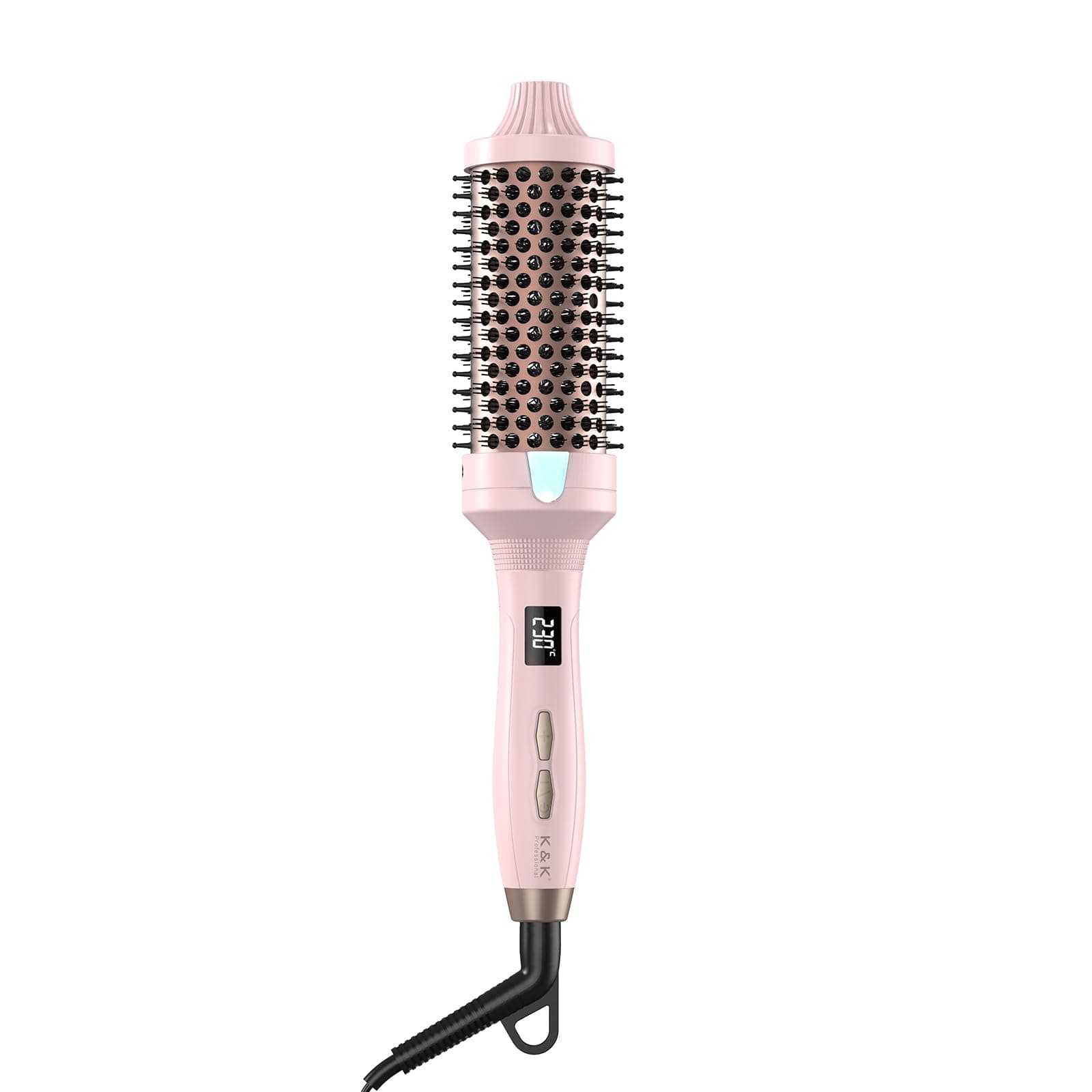 K&K 1.77 Inch Ceramic Tourmaline Ionic Heated Curling Brush Creates Volume & Curls