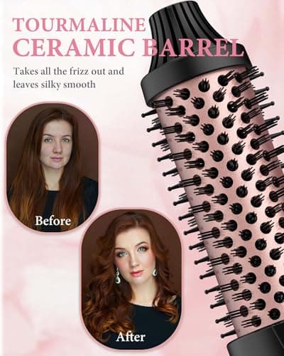 ANWA Ceramic Tourmaline Heated Round Brush, 1.5 Inch, Double Voltage, Blowout & Voluminous Hair Style