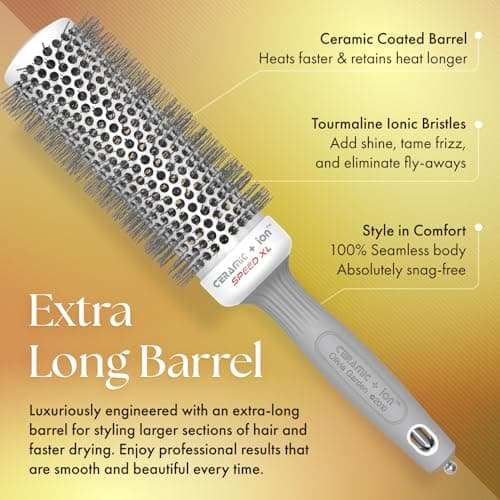 Olivia Garden Ceramic Ion Speed XL Round Thermal Hair Brush - Professional Blowout for Normal to Thick Hair