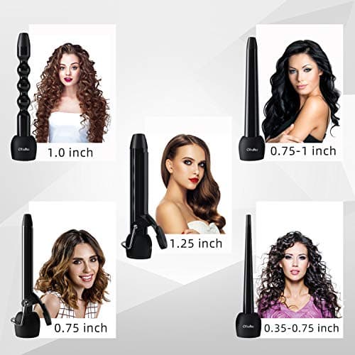 5-in-1 Ohuhu Curling Iron Wand Set LCD Temp. Display Black