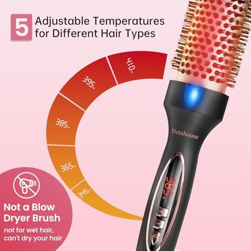 Betahouse 1.5 Inch Lonic Heated Curling Iron for Volumized Blowout, 5 Heat Settings