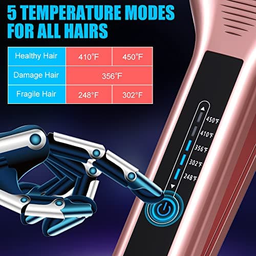Instant Heating 5 Temp Adjustments Anti-Static 2.16" Large Titanium Hair Straightener