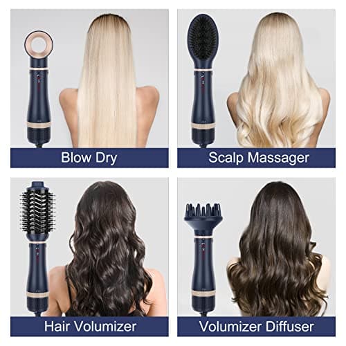 IG INGLAM Hair Dryer Brush Set, 4-in-1 Blower with Negative Ions Tech, 3 Heat Settings