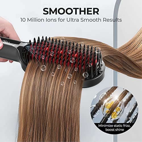 TYMO Ionic Plus Straightening Brush for Thick Curly Hair