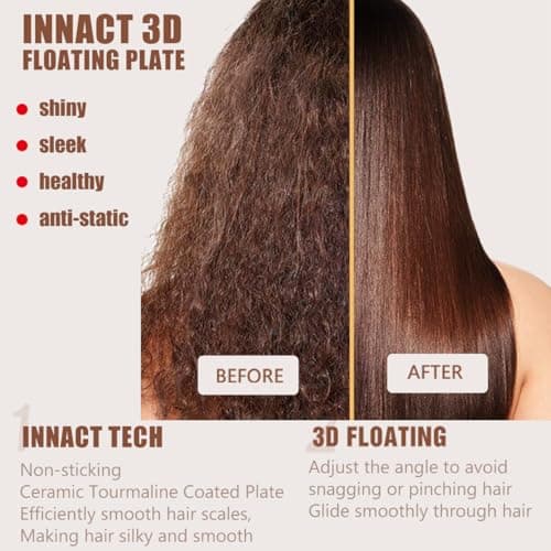 NITION Ceramic Tourmaline Hair Straighteners - Fast Heating, Adjustable 265-450°F, 1" Smooth Plate Styling Tools