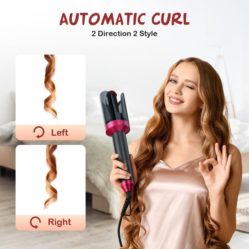 Automatic 1" Hair Curler, Fast Heating & Safe Anti-Scald, 4 Temp Settings for Styling Grey Hair