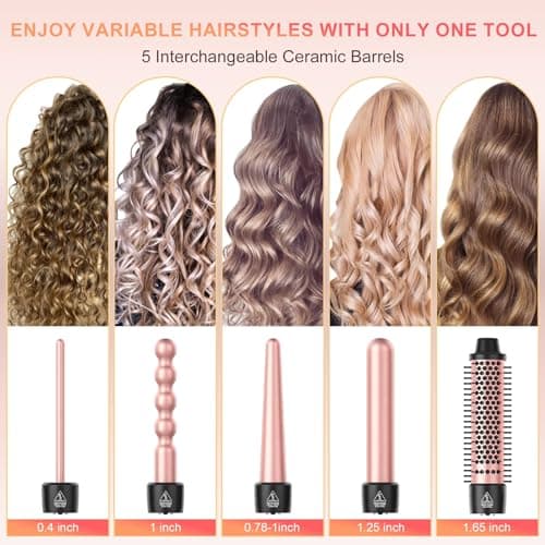 Sixriver 5-in-1 Curling Wand Set, Fast Heating & Long Lasting Curls