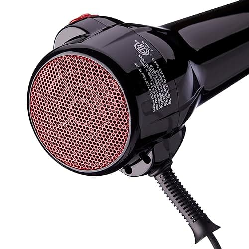KISS Ceramic Tourmaline Hair Dryer, Cool Touch Nozzle, 450°F, 3 Styling Attachments