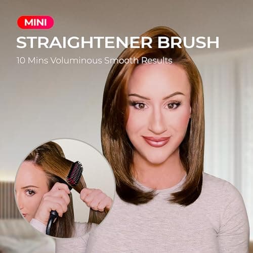 TYMO Ionic Mini Straightening Brush - 200M Negative Ions, Lightweight for Travel