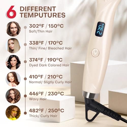 Champagne Ceramic Ionic Straightener Comb - Less Frizz, Fast Heating | Women's Hair Straightener | 2-in-1 Flat Iron Brus