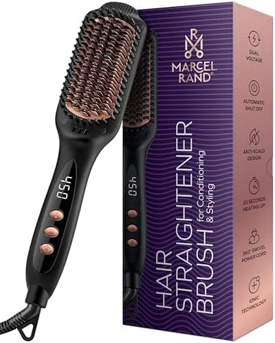 Professional Dual Voltage Hair Straightener Brush, Anti-Frizz Straightening Comb for Women