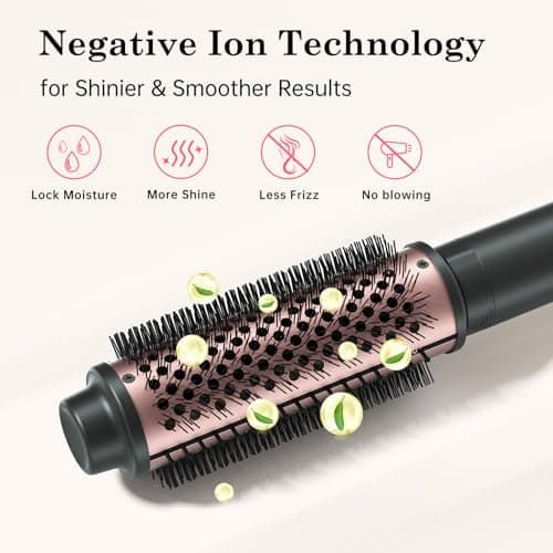 2in1 Negative Ion Thermal Brush - Heated Round Brush for Perfect Blow Out & Curls, 1.5" & 1.75", 5 Temp Settings, Dual V