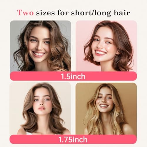 2in1 Negative Ion Thermal Brush - Heated Round Brush for Perfect Blow Out & Curls, 1.5" & 1.75", 5 Temp Settings, Dual V