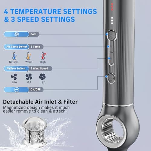 QUICO 5-in-1 Hair Dryer Brush, 110,000 RPM, 7X Faster, Negative Ionic, No Heat Damage