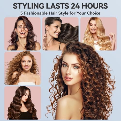 MAX-T 5-in-1 Curling Iron Set with Dual Voltage Wand & Travel Bag