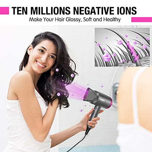 CONFU Ionic 1600W Portable Hairdryer, Fast Drying with 3 Heat Settings