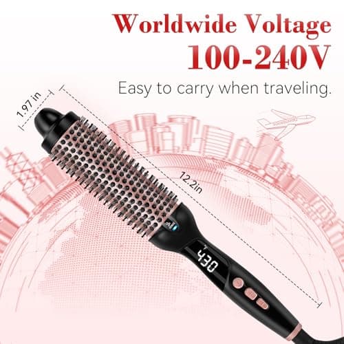 Ufree Ionic 1.5 Inch Heated Curling Brush, 30s Fast Heat, 9 Temp Settings, Travel Styling Tool, Gifts for Women