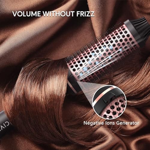 Temp Adjustable Ionic Thermal Curling Iron, 1.5 Inch Round Brush for Smooth Volumized Hair