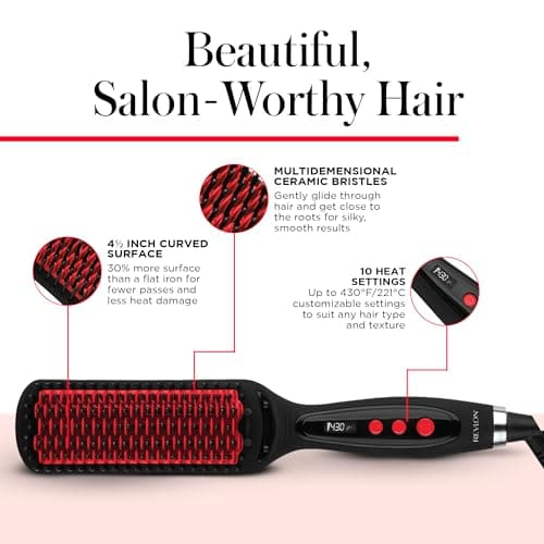 REVLON SmoothStay XL Straightening Brush - Sleek, Long-Lasting Straight Hair