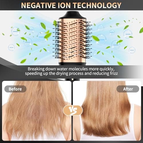 Ionic Hair Dryer Brush, Oval Titanium Barrel, 4 in 1 Drying, Straightening, Curling, Volumizing, Black