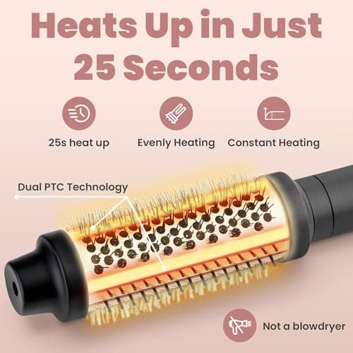 Visofo Rose-Gold Wavy Thermal Brush, 1.5" Heated Curling Iron, Fast Heating, Voluminous Curls