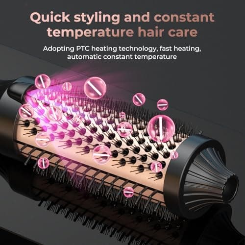 Tourmaline Ionic Ceramic Hair Curling Brush, Fast Heating for Salon-Quality Curls at Home