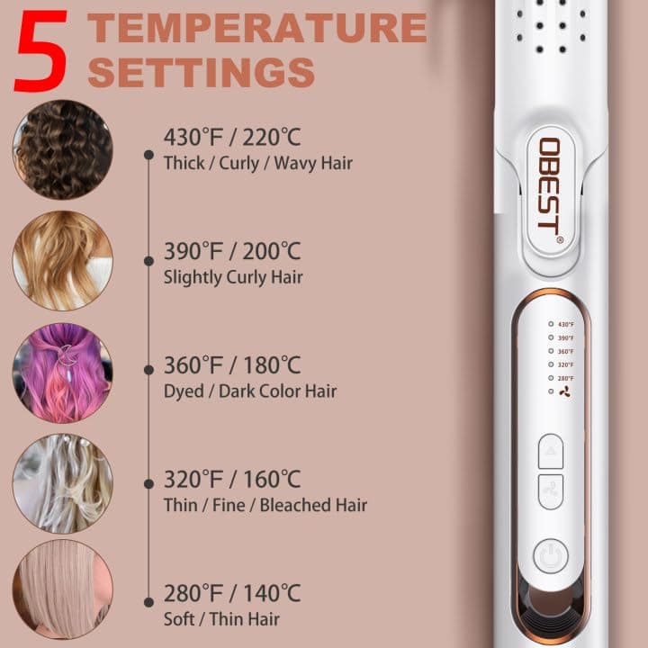 2-in-1 Dual Voltage Curling Iron and Hair Straightener for Travel with Cooling Air