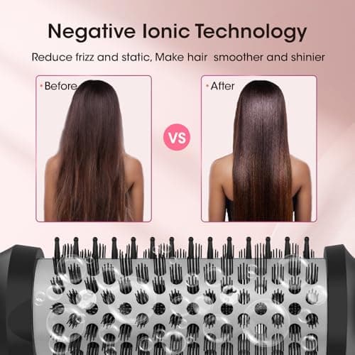 Negative Ion Thermal Brush, 1.5" Curl, Straighten & Volumize, 6 Temp Settings, Fast Heating, Dual Voltage
