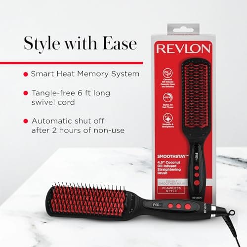 REVLON SmoothStay XL Straightening Brush - Sleek, Long-Lasting Straight Hair