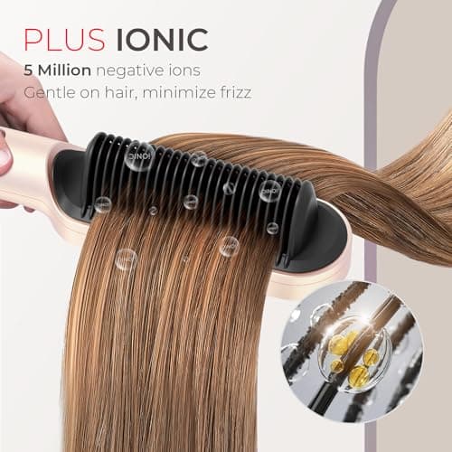 TYMO Ring Plus Ionic Hair Straightener Brush, Gold Blush