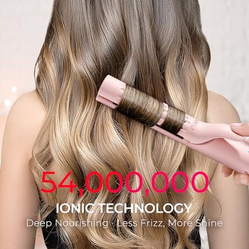 TYMO 360° Cool Air Curling Iron, 1.25 Inch Wand, 5 Temps, Pink