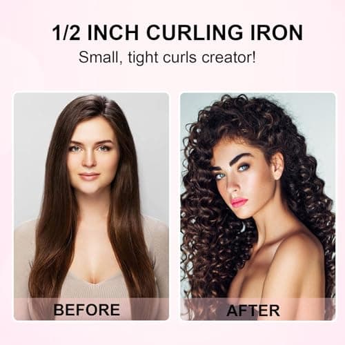Professional 1/2 Inch Curling Iron with 2 Temperature Settings & Heat Glove for Short & Long Hair
