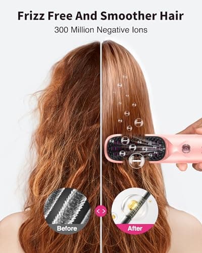 300 Million Negative Ions Cordless Hair Straightener - Fast Heating, Portable for Travel - Touch Up On-The-Go, Gift for