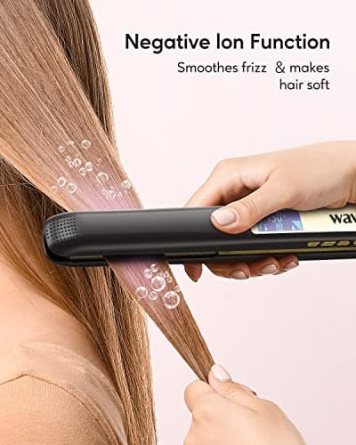 Wavytalk Pure Titanium Flat Iron 1 Inch Dual Voltage 170℉-450℉ Instant Silky Hair