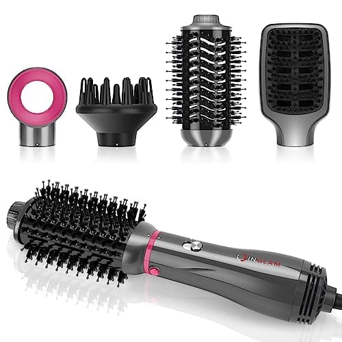 IG INGLAM Hair Dryer Brush Set, 4-in-1 Blower with Negative Ions Tech, 3 Heat Settings