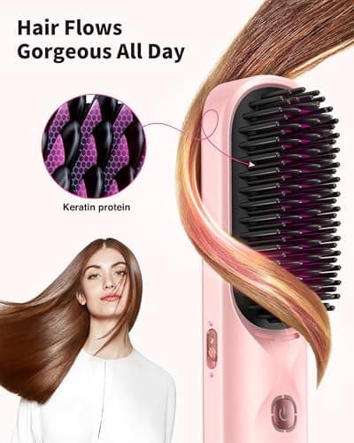 300 Million Negative Ions Cordless Hair Straightener - Fast Heating, Portable for Travel - Touch Up On-The-Go, Gift for