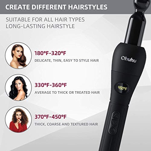 5-in-1 Ohuhu Curling Iron Wand Set LCD Temp. Display Black