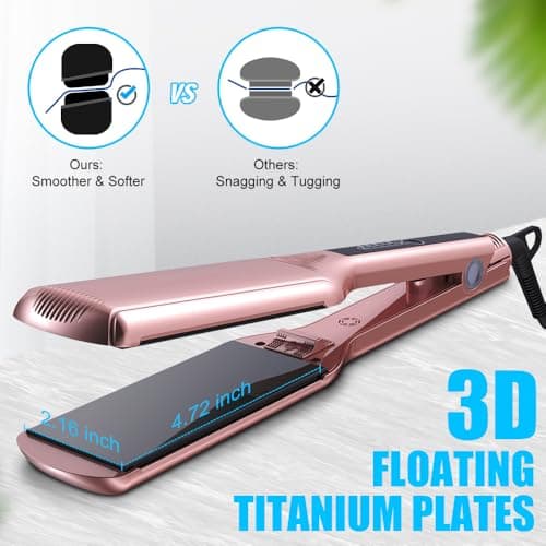 Instant Heating 5 Temp Adjustments Anti-Static 2.16" Large Titanium Hair Straightener