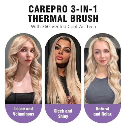 Zavarea CarePro 1.5 Inch Thermal Brush, Negative Ion & Cool-Air Tech, Shiny & Smooth Hair