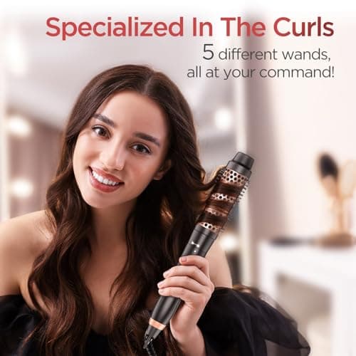 5-in-1 Curling Iron Set with Thermal Brush & 3 Barrel Irons (0.35" - 1.25")