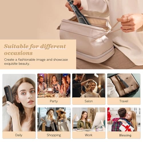 Nicebay Rotatable Hair Straightening Brush with LED Display & Auto-Off