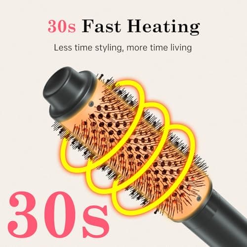 2in1 Negative Ion Thermal Brush - Heated Round Brush for Perfect Blow Out & Curls, 1.5" & 1.75", 5 Temp Settings, Dual V