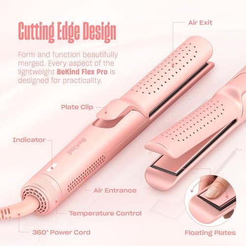 BeKind Flex 360° Airflex Hair Straightener & Curler, Peach