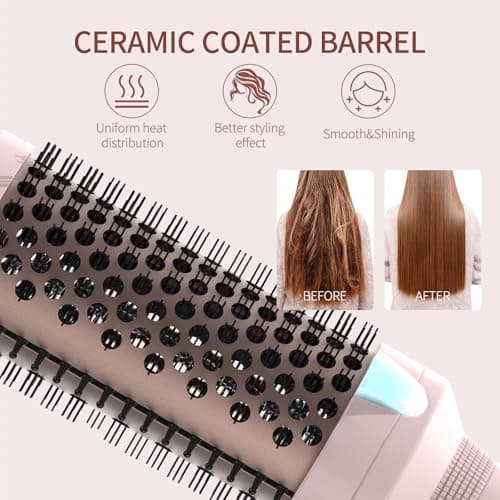 K&K 1.77 Inch Ceramic Tourmaline Ionic Heated Curling Brush Creates Volume & Curls